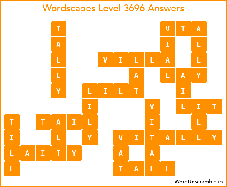Wordscapes Level 3696 Answers