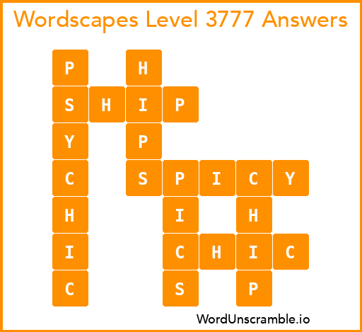 Wordscapes Level 3777 Answers