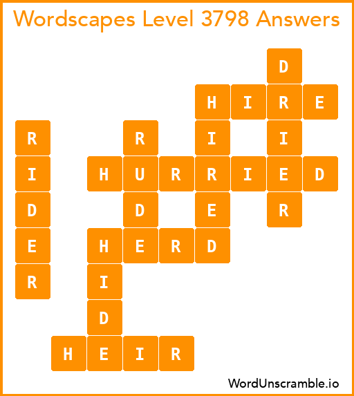 Wordscapes Level 3798 Answers