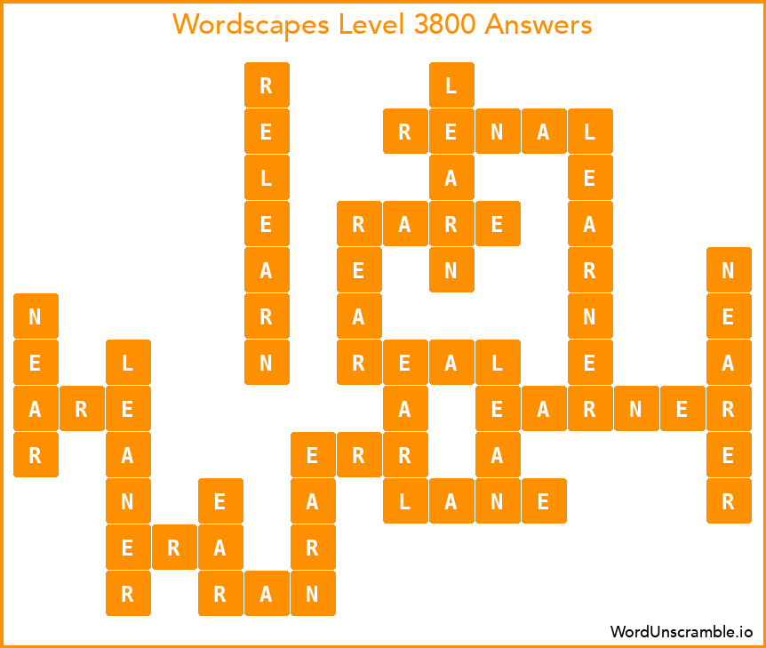 Wordscapes Level 3800 Answers