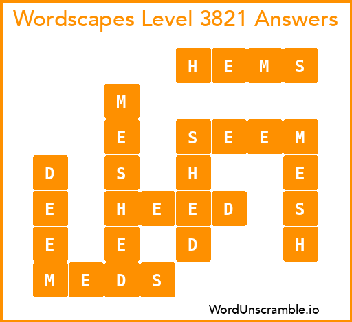 Wordscapes Level 3821 Answers