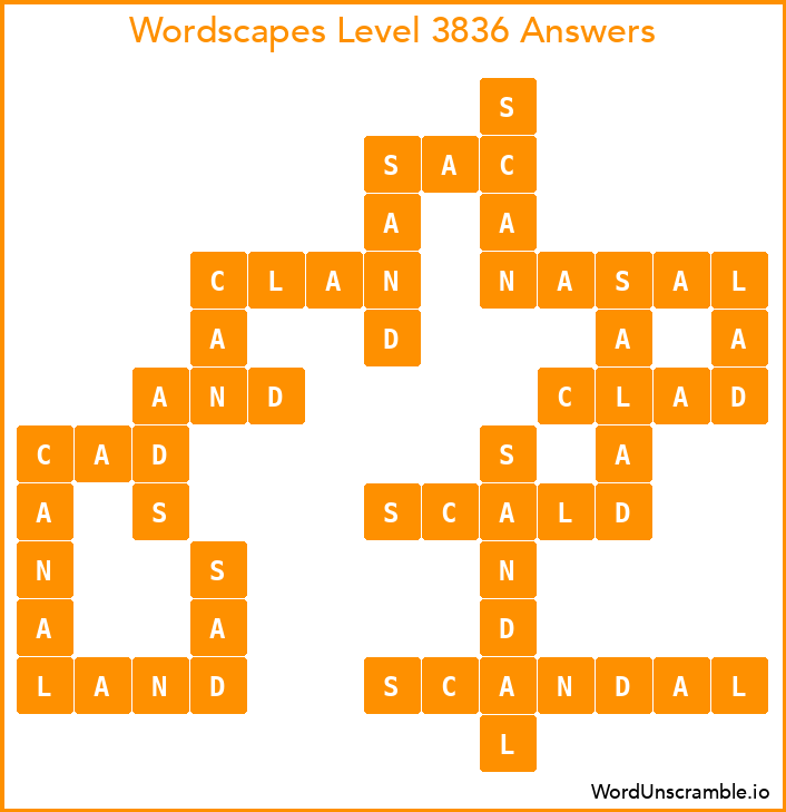 Wordscapes Level 3836 Answers