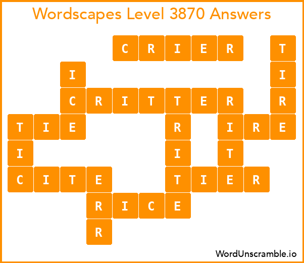 Wordscapes Level 3870 Answers