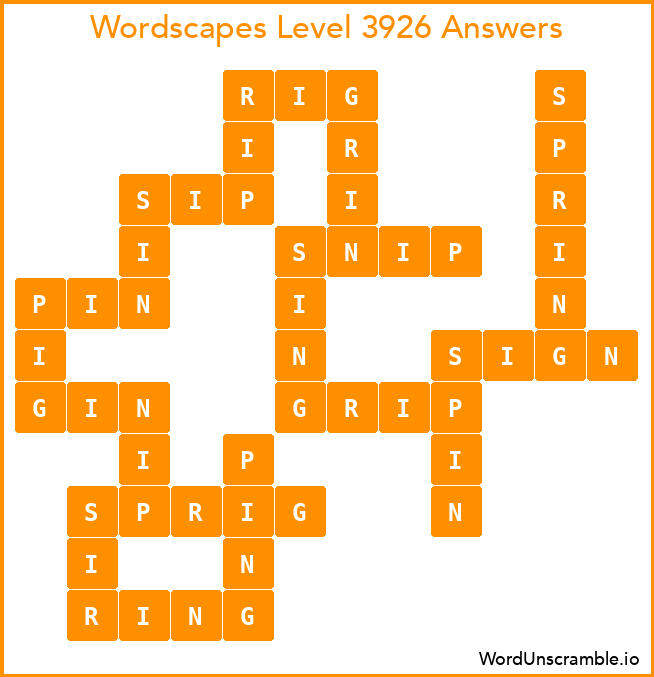 Wordscapes Level 3926 Answers