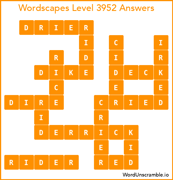 Wordscapes Level 3952 Answers