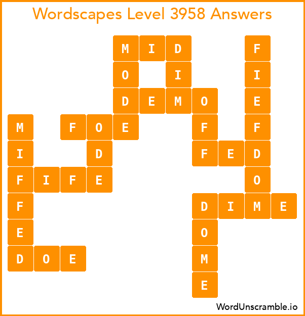 Wordscapes Level 3958 Answers