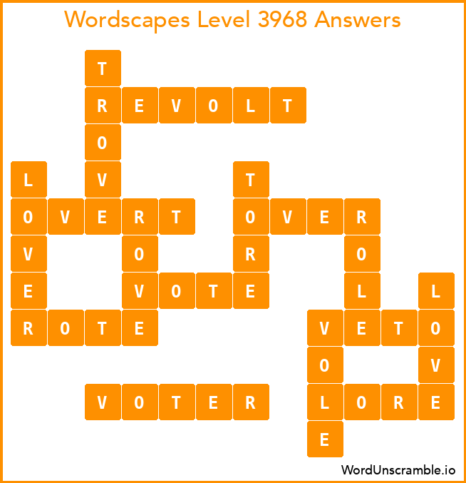 Wordscapes Level 3968 Answers