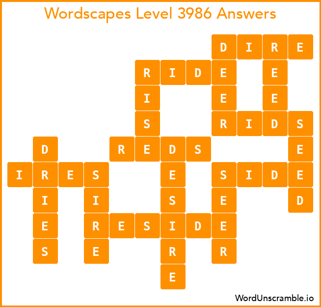 Wordscapes Level 3986 Answers