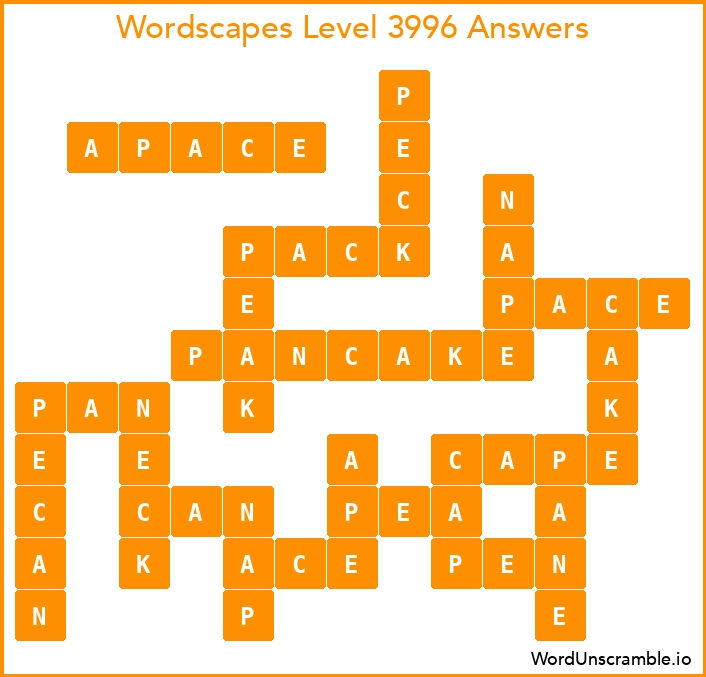 Wordscapes Level 3996 Answers