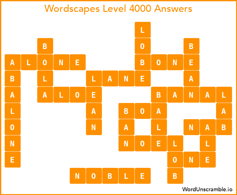 Wordscapes Level 4000 Answers
