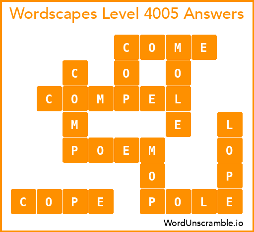 Wordscapes Level 4005 Answers