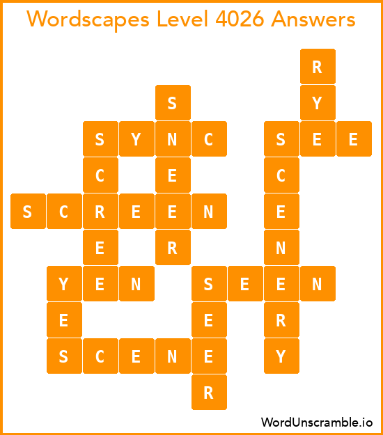 Wordscapes Level 4026 Answers