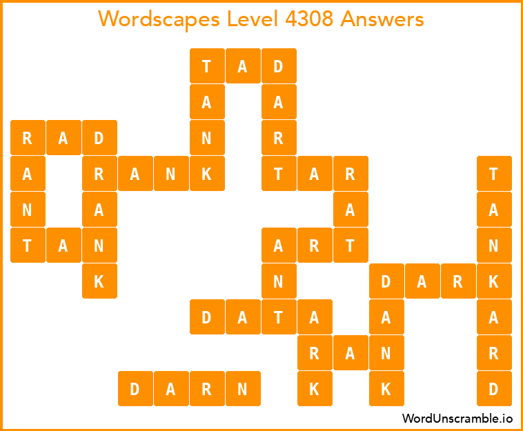 Wordscapes Level 4308 Answers