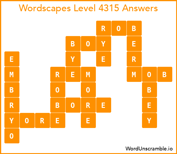 Wordscapes Level 4315 Answers