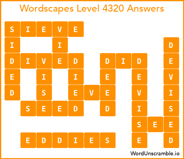 Wordscapes Level 4320 Answers