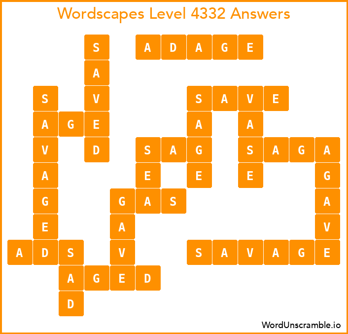 Wordscapes Level 4332 Answers