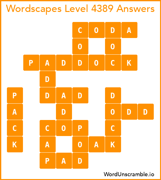 Wordscapes Level 4389 Answers