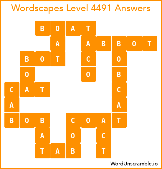 Wordscapes Level 4491 Answers