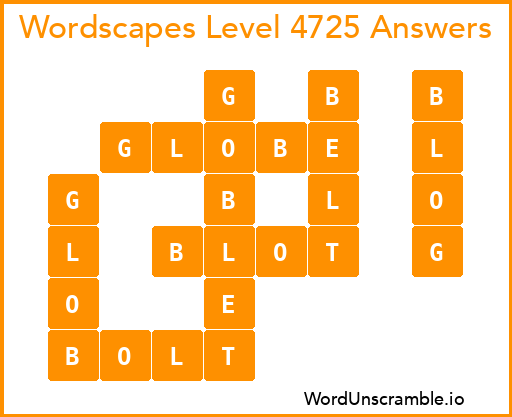 Wordscapes Level 4725 Answers