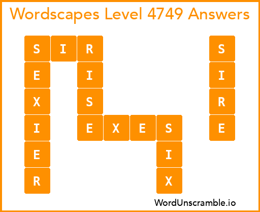 Wordscapes Level 4749 Answers