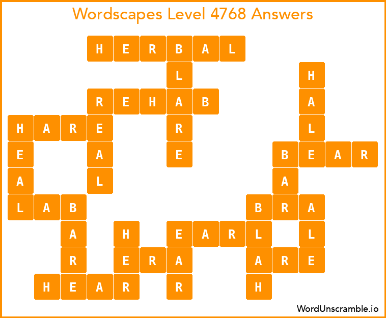 Wordscapes Level 4768 Answers