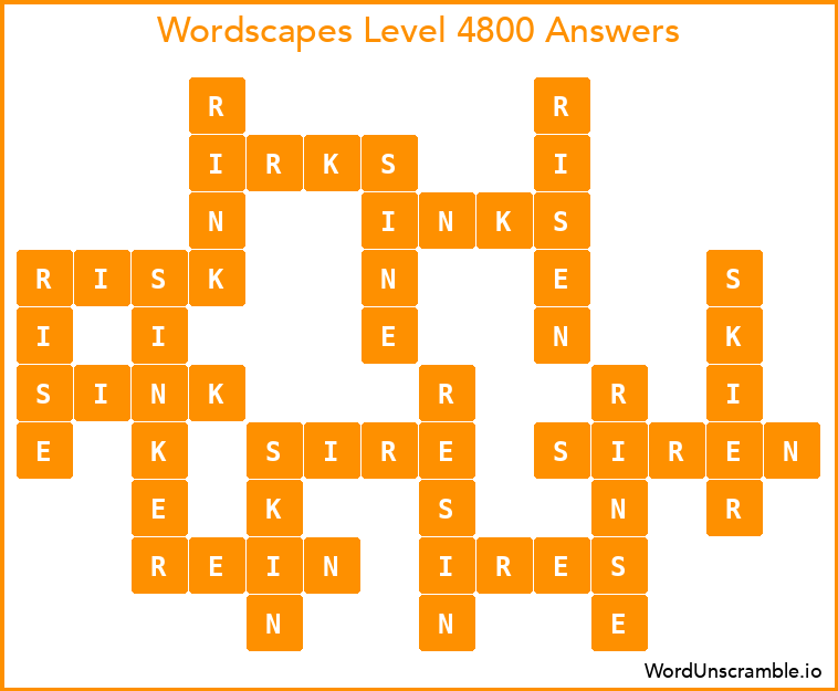 Wordscapes Level 4800 Answers