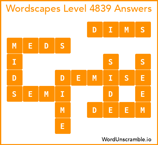 Wordscapes Level 4839 Answers