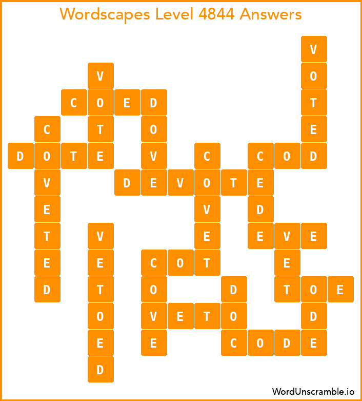 Wordscapes Level 4844 Answers