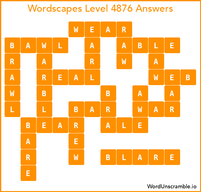 Wordscapes Level 4876 Answers