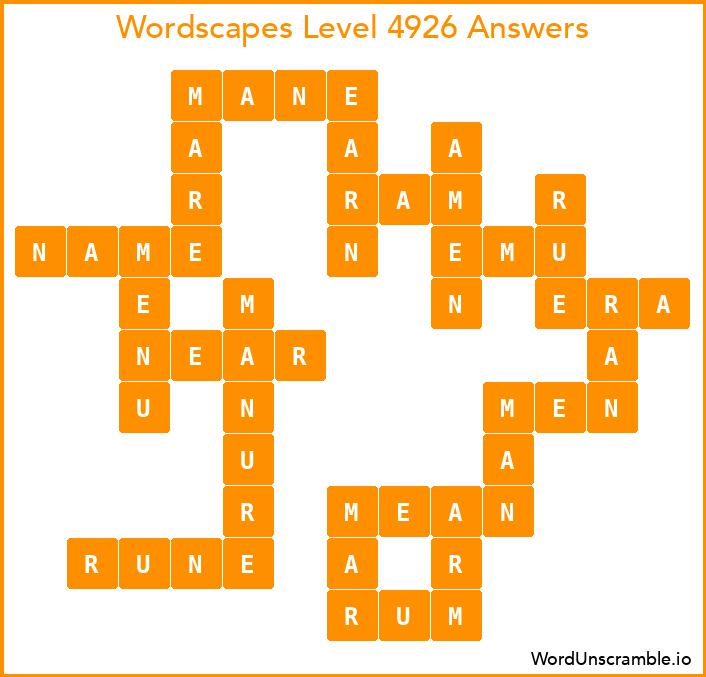 Wordscapes Level 4926 Answers