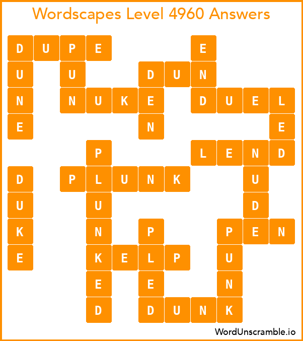 Wordscapes Level 4960 Answers