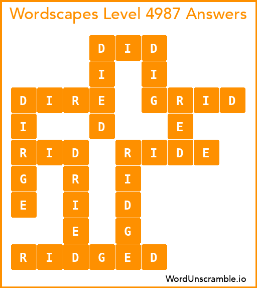 Wordscapes Level 4987 Answers