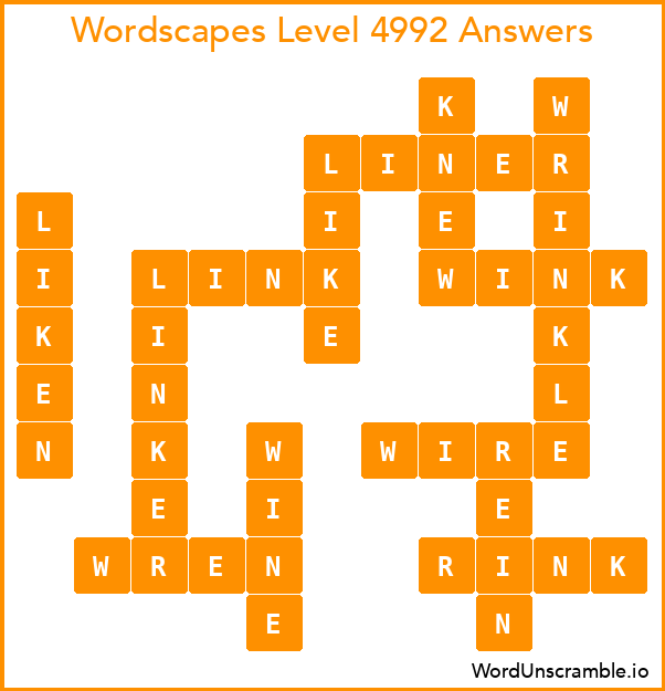 Wordscapes Level 4992 Answers