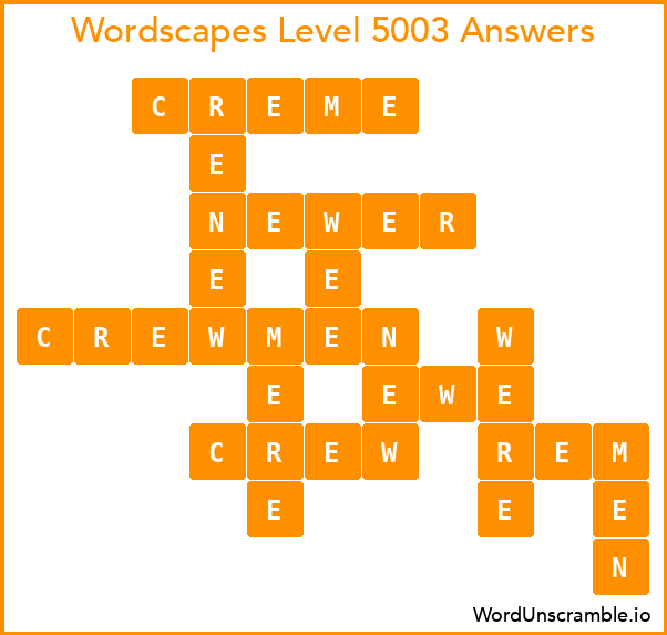 Wordscapes Level 5003 Answers