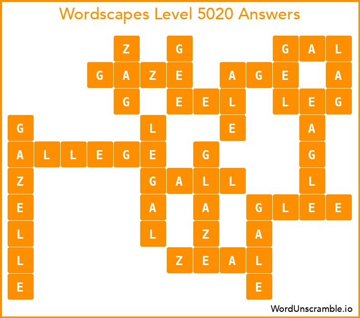 Wordscapes Level 5020 Answers