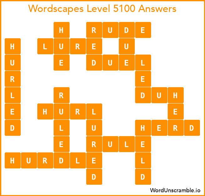 Wordscapes Level 5100 Answers