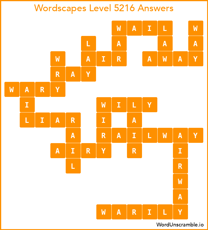 Wordscapes Level 5216 Answers