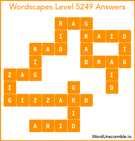 Wordscapes Level 5249 Answers