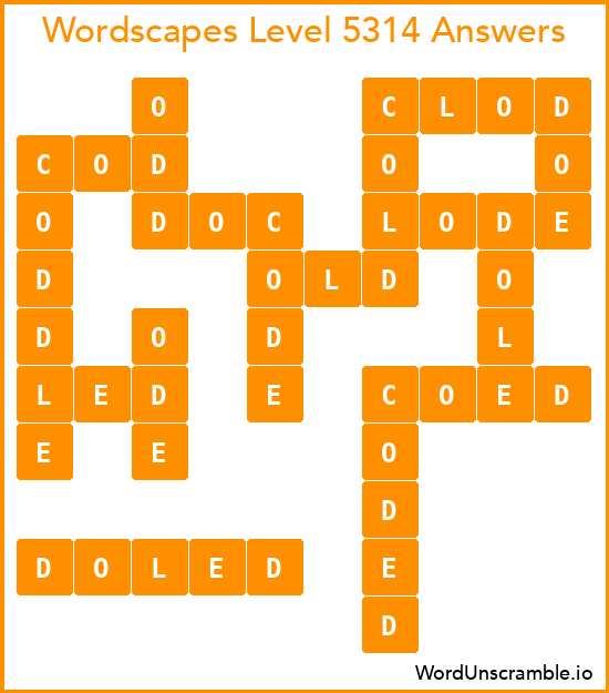Wordscapes Level 5314 Answers