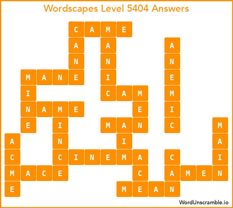Wordscapes Level 5404 Answers