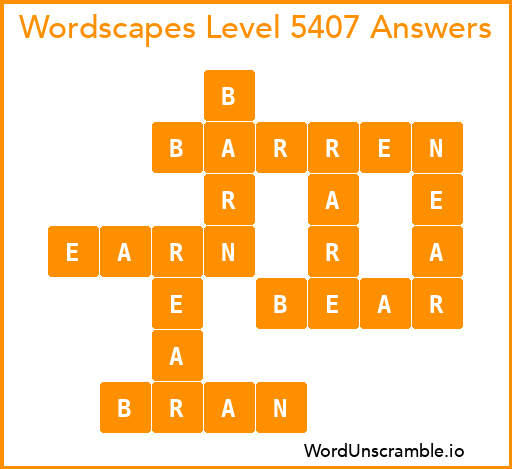 Wordscapes Level 5407 Answers