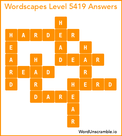 Wordscapes Level 5419 Answers