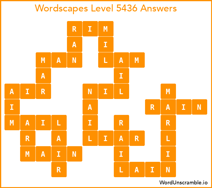 Wordscapes Level 5436 Answers