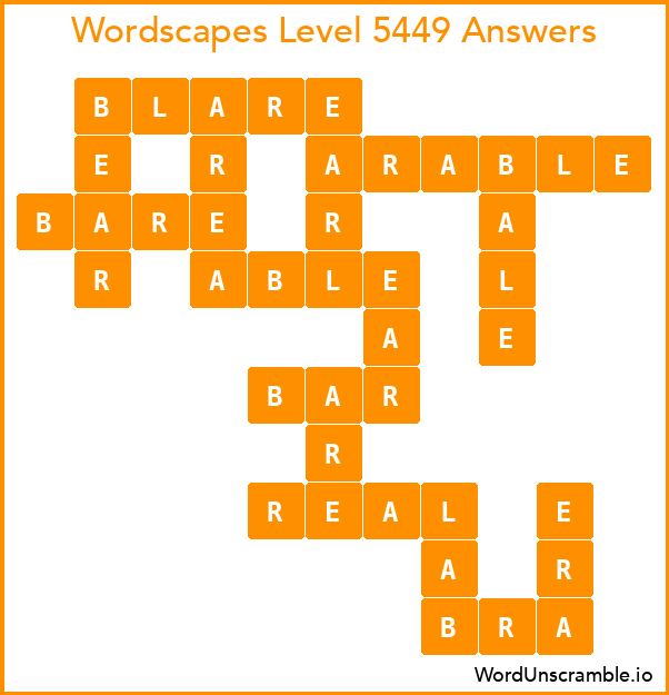 Wordscapes Level 5449 Answers
