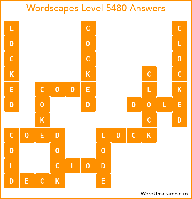 Wordscapes Level 5480 Answers