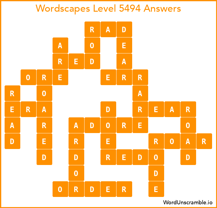 Wordscapes Level 5494 Answers