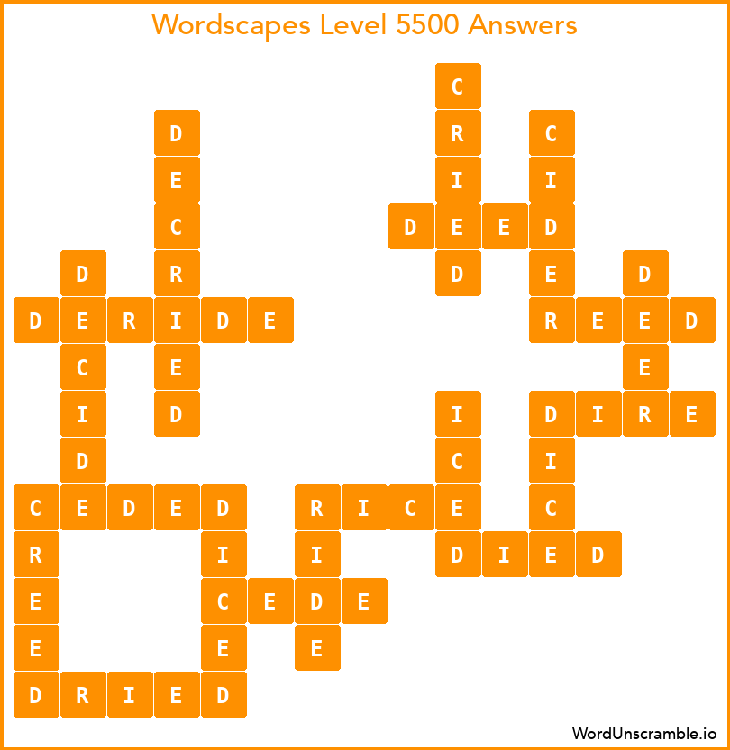 Wordscapes Level 5500 Answers