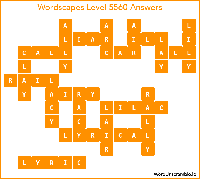 Wordscapes Level 5560 Answers