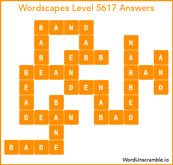 Wordscapes Level 5617 Answers