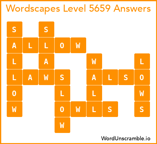 Wordscapes Level 5659 Answers